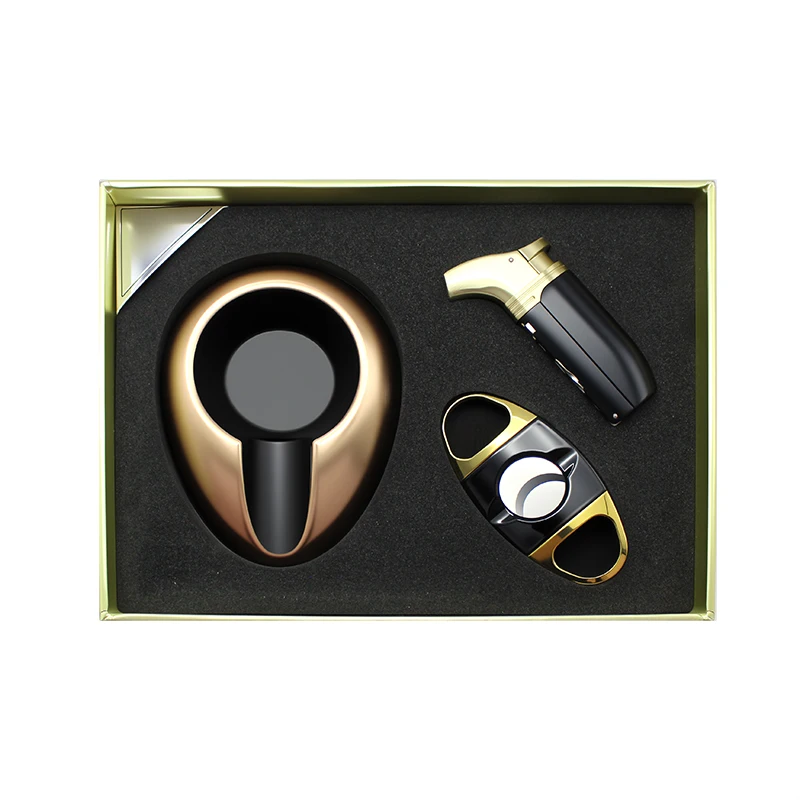

Luxury metal cigar smoking accessories set, stainless steel blade portable lighter, men's smoking accessories gift box