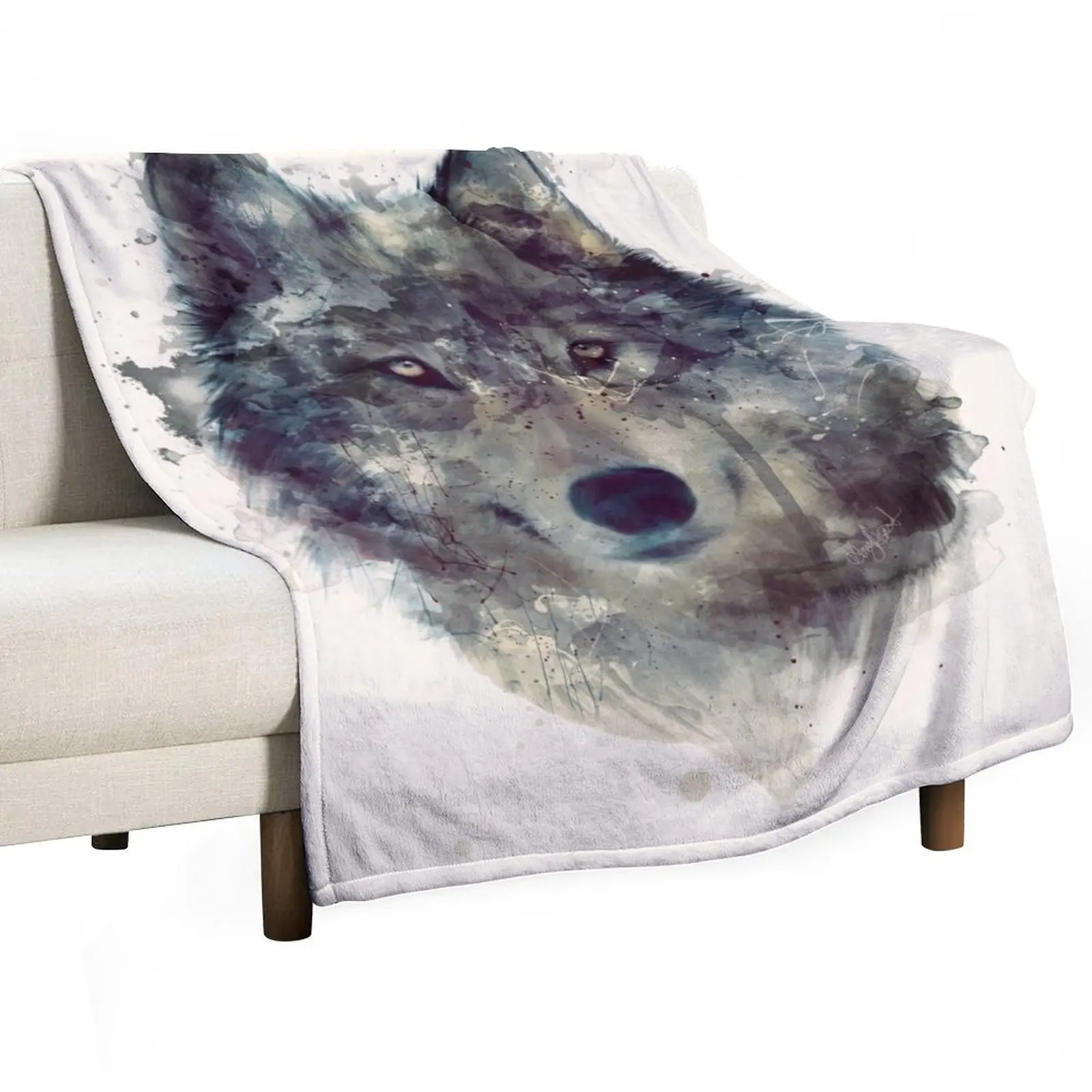 Wolf // Persevere Throw Blanket Vintage Custom Soft Big Hairy Blankets