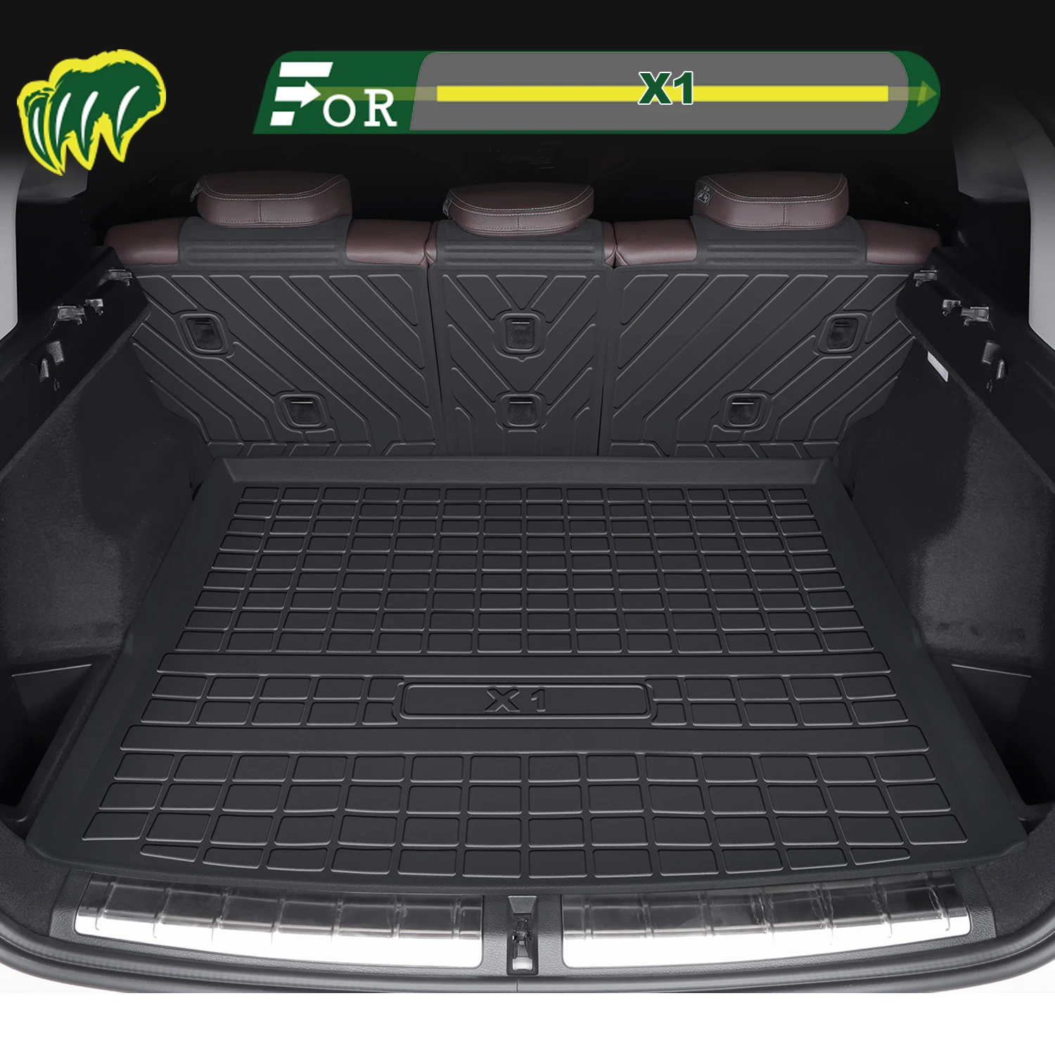 

For BmW X1 2012-2025 TPE Custom Fit Car Trunk Mat All Season Cargo Mat 3D Shaped Trunk Liner Chair-back Protection Mat