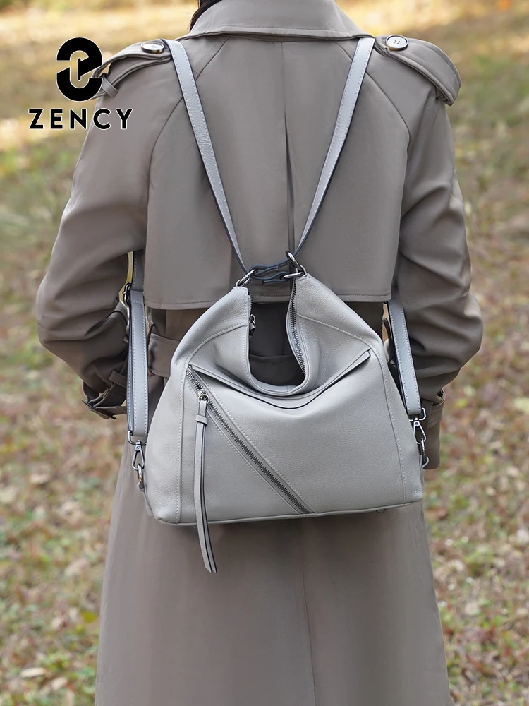Zency Women Bag 2026 2 in 1 Handbag Genuine Leather Shoulder Bag Soft Backpack for Everyday Use Work Travel