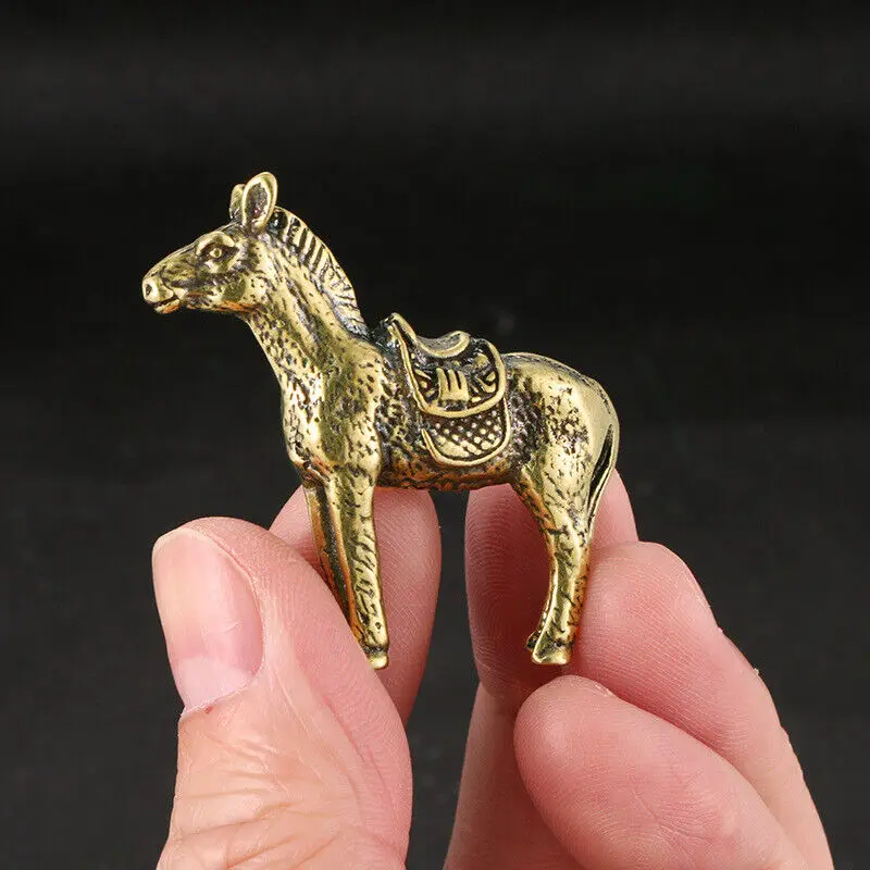 Solid Brass Donkey Figurine Small Statue Home Ornament Figurines Collectibles