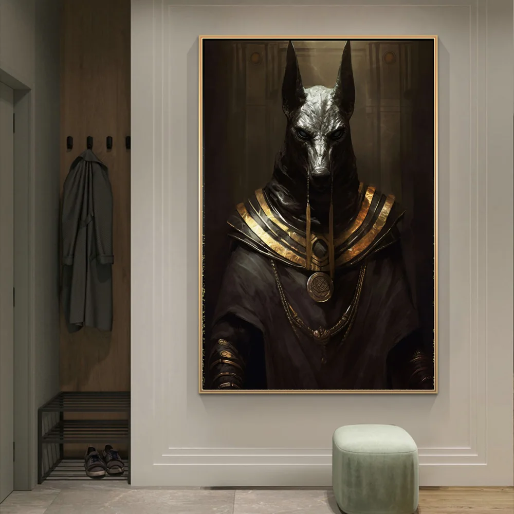 The God Anubis Portrait Canvas Art Posters and Prints Egyptian God Modern Paintings on the Wall Art Pictures Room Decor Cuadros