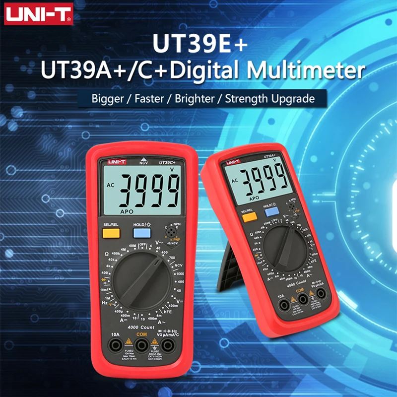 UNI-T UT39A Plus UT39C Plus UT39E Plus True RMS دليل المدى شاشة ديجيتال المتعدد NVC 20A 1000 فولت التيار المتناوب تيار مستمر اختبار السعة