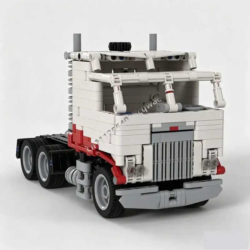 644PCS Retro Flat Front Heavy Transport Tractor Truck MOC Model Custom Puzzle DIY Creative Tech Assembly Toy Blocks Holiday Gift