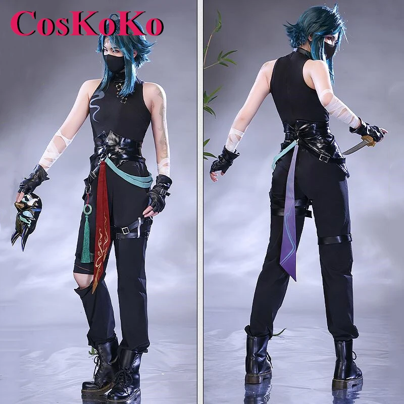 Coskoko Xiao Cosplay Anime Game Genshin Impact Kostuum Darkscream Skin Mode Knap Uniform Halloween Rollenspel Kleding Nieuw