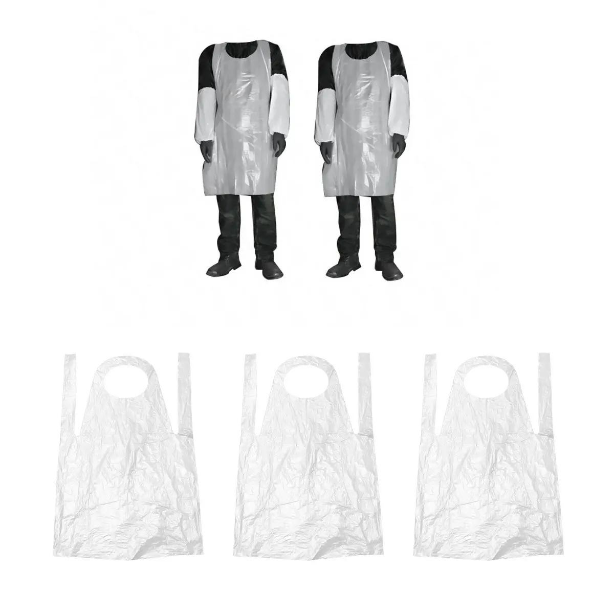 

100Pcs Plastic Disposable Apron Protective Clothes Protector Apron Gown for Home Shop Use Comfortable Skin-Friendly