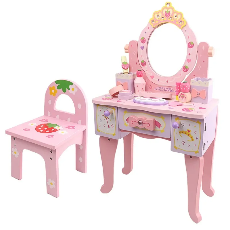 Girls' Children's Day Birthday Gift Simulation Dressing Table Play House Wooden Toy Set Development Intelligence High Quality