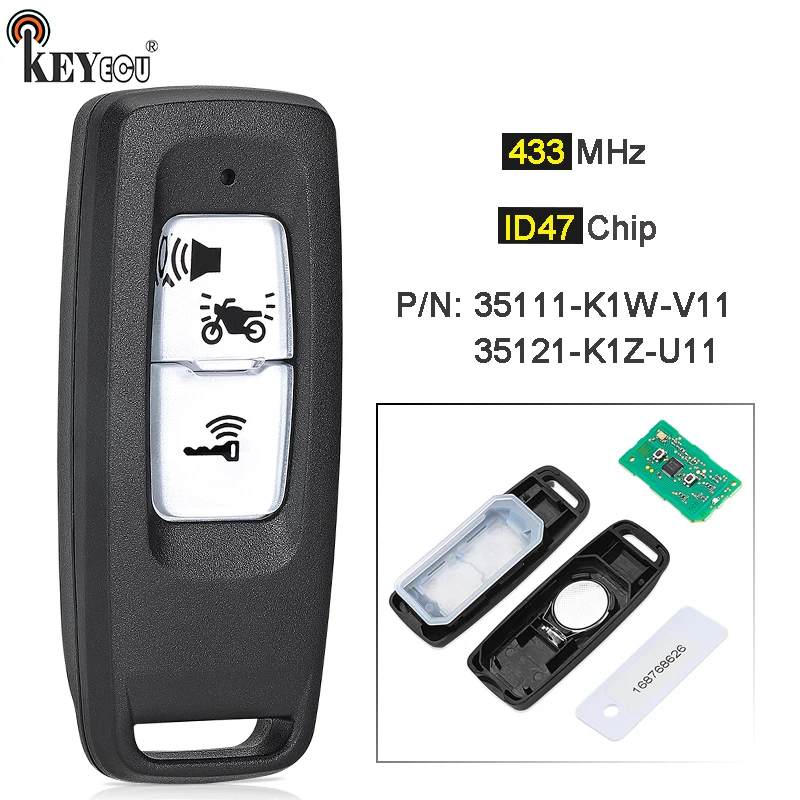

KEYECU 434 МГц ID47 35111-K1W-V11/35111/35121-K1Z-U11 Мотоцикл Скутер Пульт дистанционного управления для Honda PCX160 FORZA NSS350 SH350 i