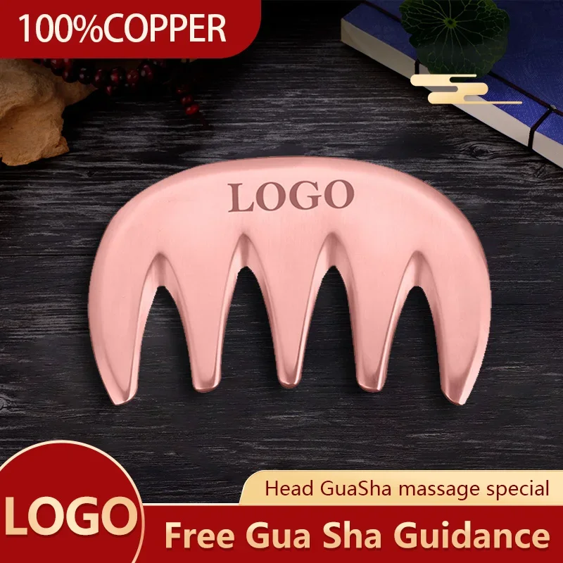 

Red copper guasha plate pure brass household scalp universal massage comb Mammary Scraping comb body massage tool