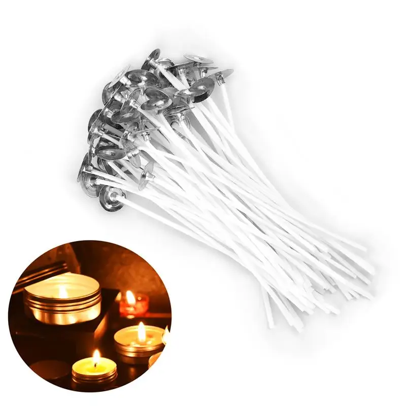 100/50Pcs Candle Wicks Smokeless Wax Pure Cotton Core DIY Candle Making Pre-Waxed Wicks Party Supplies 2.6/9/12/15/18/20cm