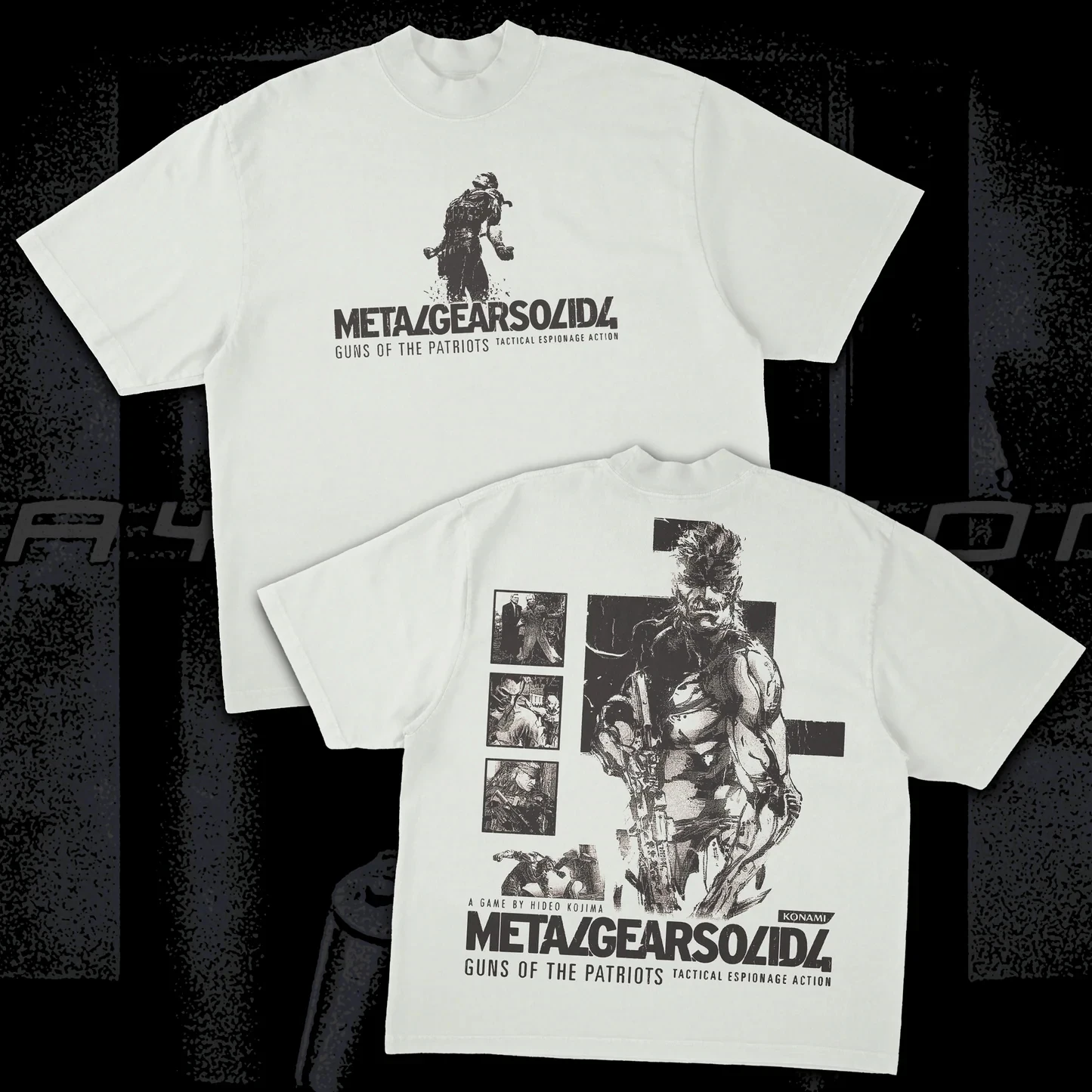 Metal Gear Solid 4 Camiseta de manga corta con estampado estampado, camiseta de cuello redondo holgada y cómoda de algodón de verano para hombres y mujeres