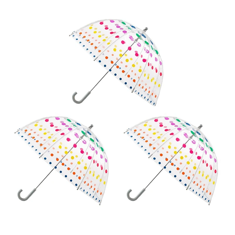 3X Kid's Clear Bubble Umbrella Men's And Women's Children's Umbrellas Transparent Long Handle Fashion Umbrella