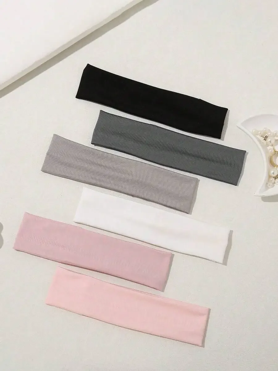 

6pcs Women Solid Color Sports Headbands Yoga Running Hair Accessories Casual Gym Hairband