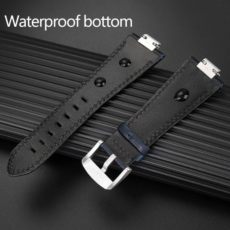 جديد جلد طبيعي مربط الساعة والصلب رابط نهاية ل تيسو PRX سلسلة حزام (استيك) ساعة T137.407/410 سوبر لاعب حزام سوار الأزرق
