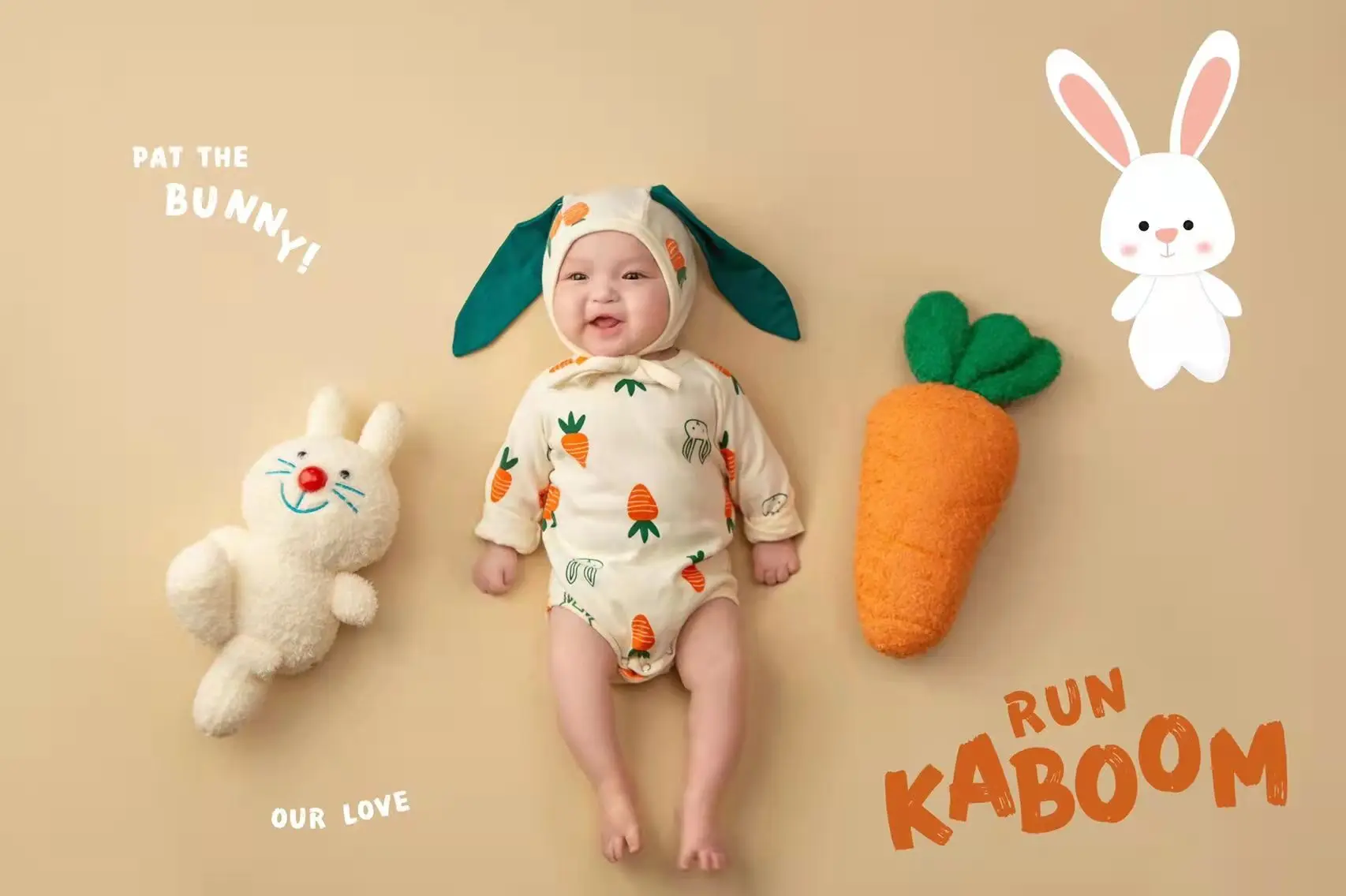 New Childrens Photography Theme Clothing Carrot Rabbit Shaped Baby Hundred Day Photo One Year Old Photography Clothing 소품