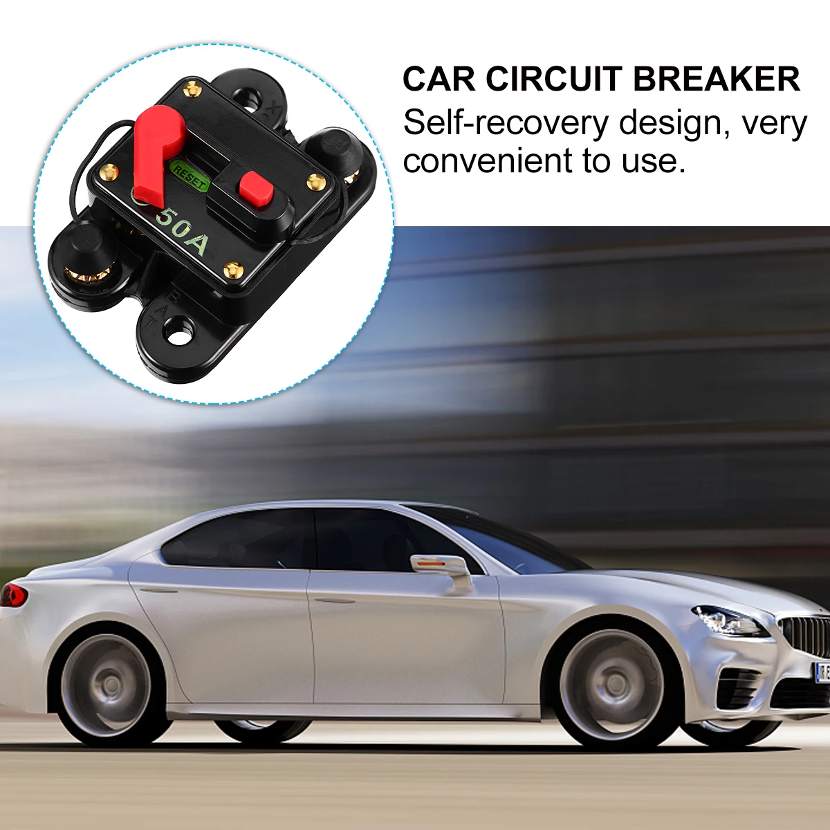 

Automatic Self-recovery Fuse Holder Alloy Reset Power Supply Car Audio Circuit Breaker