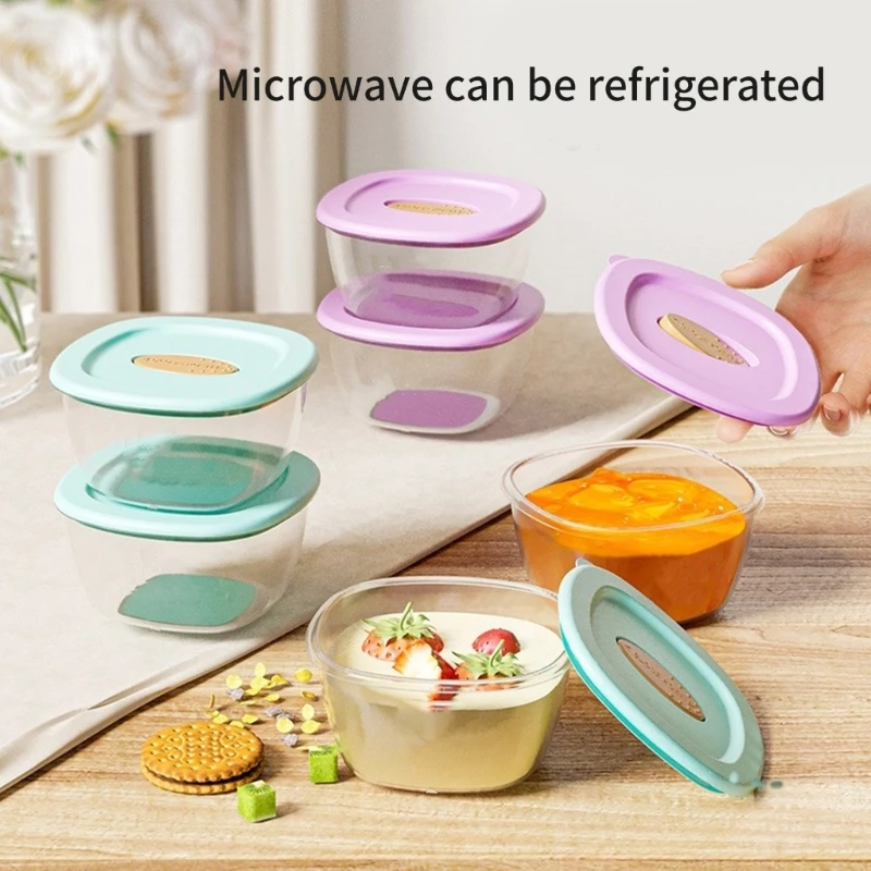 Pack of 4pcs Airtight Baby Porridge Containers Leak Proof Storage Box Organiser Stackable with Lid Microwave Safe