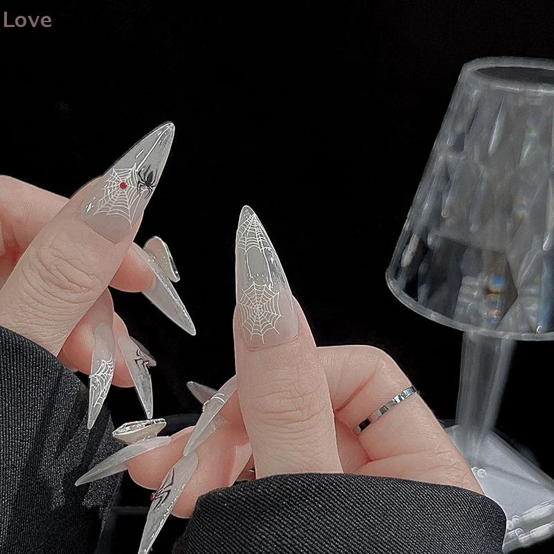 [L&P] 1 ورقة ثلاثية الأبعاد العنكبوت ذاتية اللصق مسمار الفن ملصقات العنكبوت ويب مسمار ملصقات فنية للزينة مانيكير