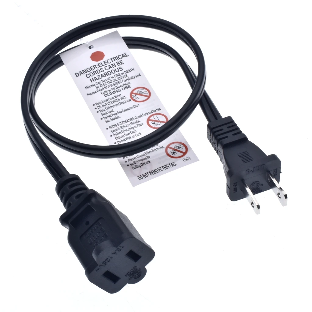 US AC Power Extension Cable Cord 2-Prong Polarized Male to Female Extension Cord for NEMA 1-15P to NEMA 1-15R 16AWG 0.5m image 3