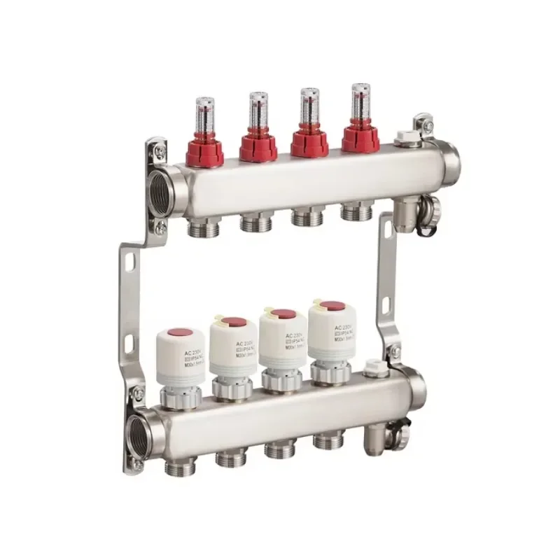 HVAC Floor Heating Stainless Steel Manifold Modern Manifold Steel Water Distributor Collector with Flow Meter BJ35005