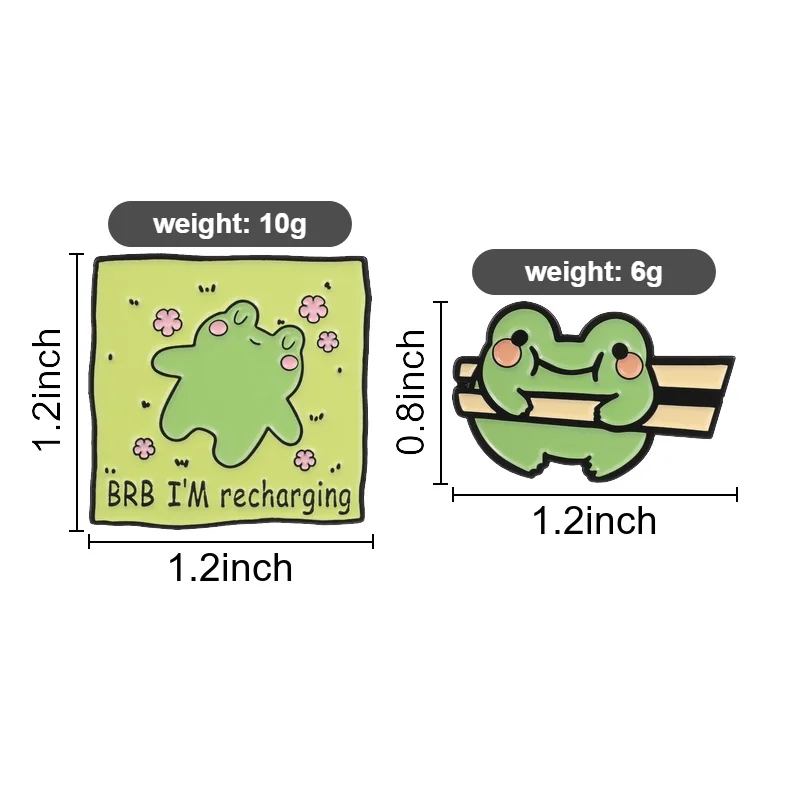 BRB I'm Recharging Frog Enamel Pin Peeking Curious Frog Got Stuck In The Fence Brooch Bags Lapel Badges Jewelry Gift for Friends