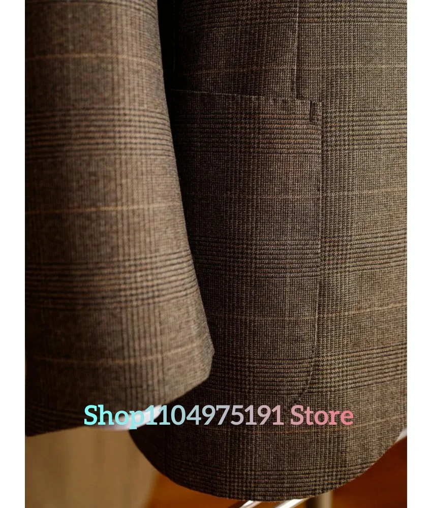 حساسة حزب الترفيه الرجالية الرجعية معطف منقوش، رشيقة حفل زفاف اللباس 2 قطعة الرجال البدلة (السترة + السراويل) فساتين حفلات #4