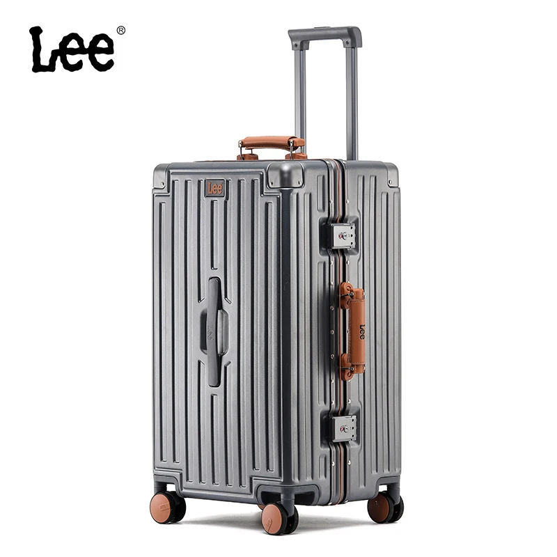 LEE  Suitcase Wide Handle Travel Suitcase Men 20 24  Carry-On Luggage Women PC Aluminum Frame Trolley Case