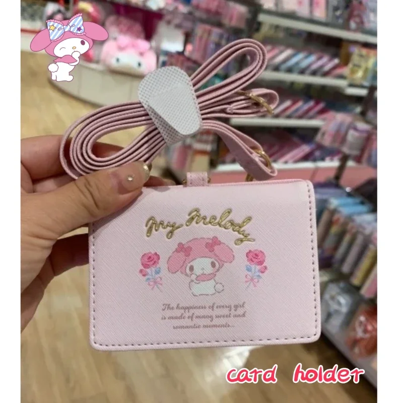 

hello kitty kuromi ID card holder cinnamoroll my melody protective cover retractable lanyard name anime ladies birthday gift PU