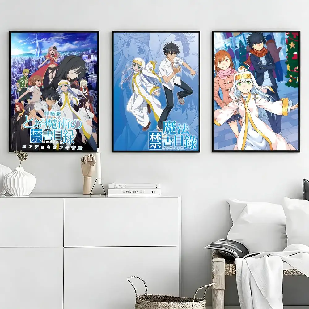 Anime A Certain Magical Index Poster Self-adhesive Art Waterproof Paper Sticker Coffee House Bar Room Wall Decor