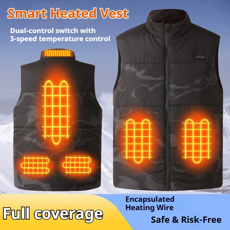 

New Men's Warm Carbon Fiber Vest Jacket Autumn Winter Outerwear Heating Workwear Constant Temperature Motorcycle Rider Vest