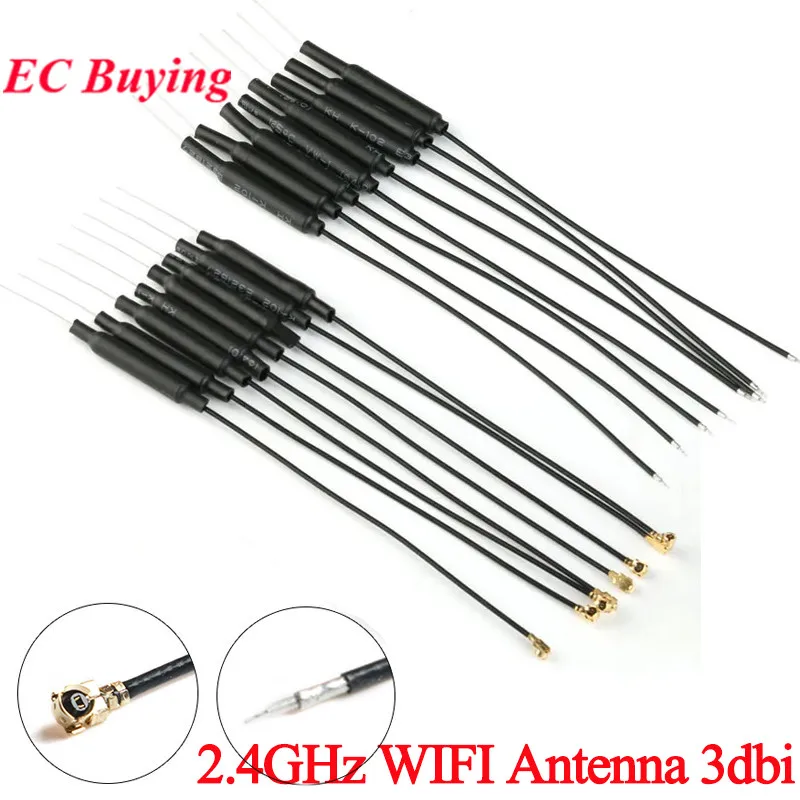 10pcs/1pc 2.4GHz 2.G WIFI Antenna 3dbi UF.L IPX/IPEX Connector Brass Inner Aerial 15cm Length 1.13 Cable HLK-RM04 ESP-07