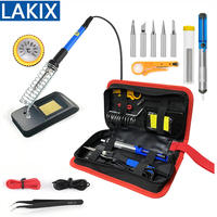 60W Temperature-adjusting Soldering Iron Set Kit Home Repair Diy Tool 200-450C with Tweezers Iron Tip Soldering Iron Set