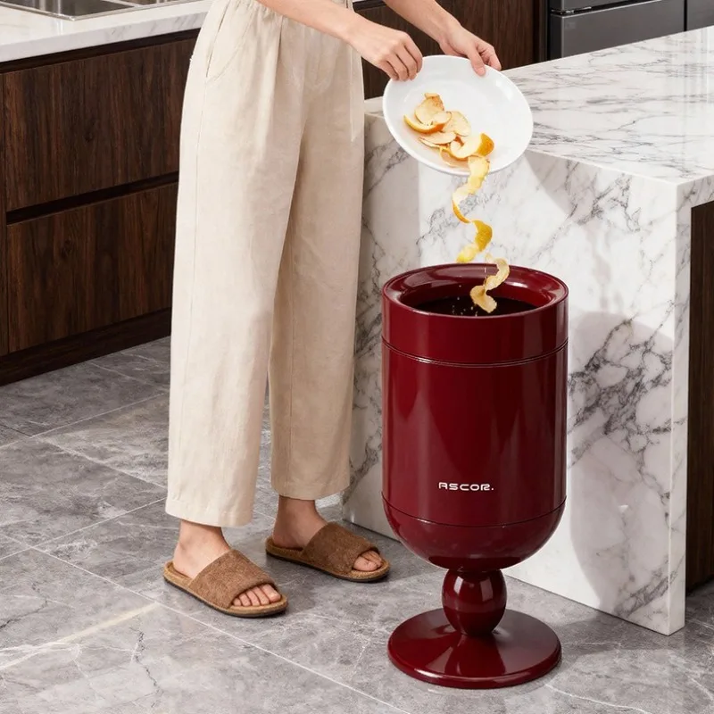Stainless Steel Trash Can Large Capacity Trash Bin Living Room Separate Trash Wastebasket Food Waste Disposal Separate Container