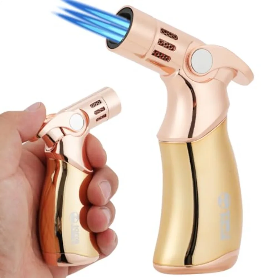 Antorcha de butano Mini soplete Premium 4 llama grandes encendedores de antorcha de cocina con soplado culinario multiusos recargable ajustable T