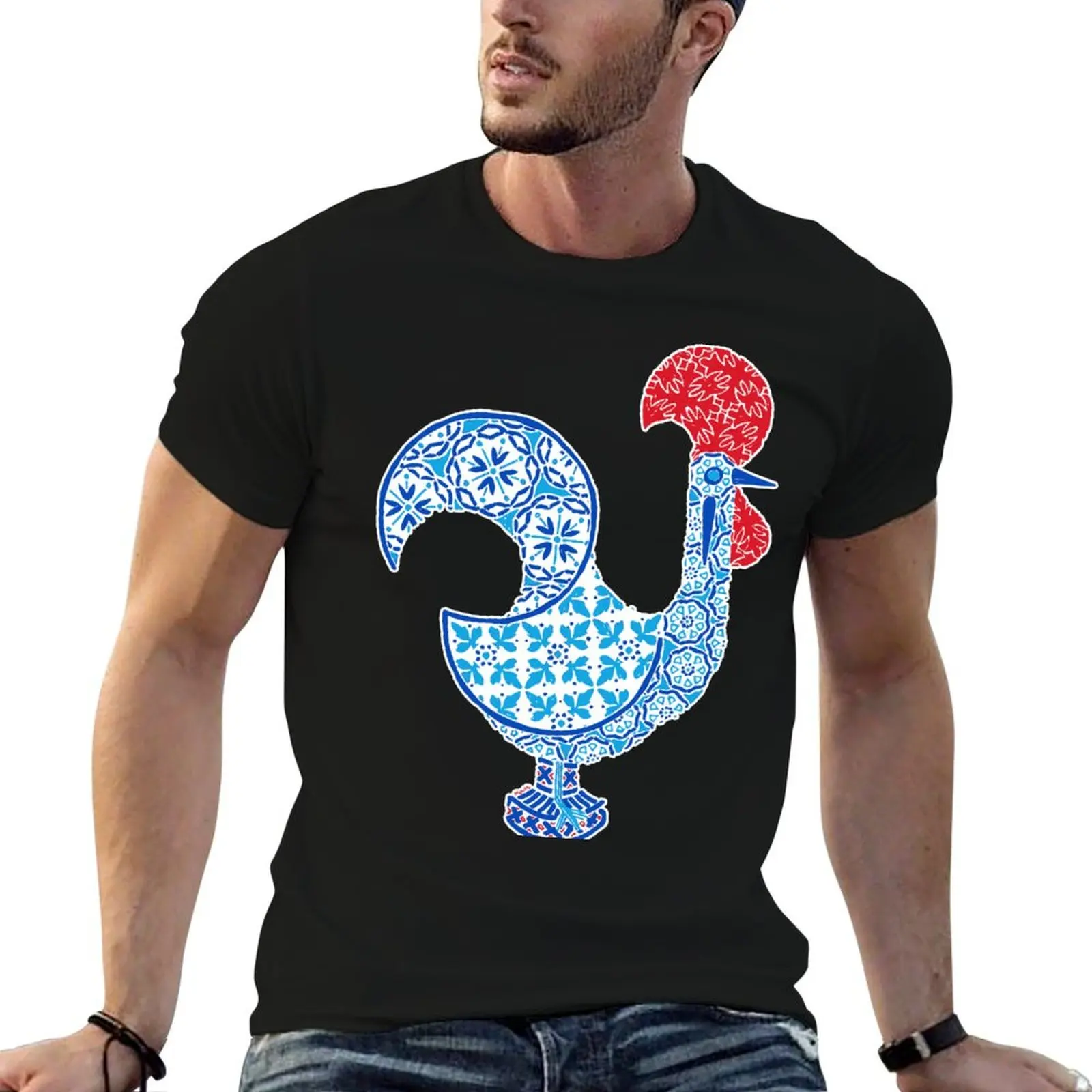 Portuguese Rooster with Portuguese Tile Design T-Shirt t shirt man designer man t shirts for men t shirt personalised T-Shirt