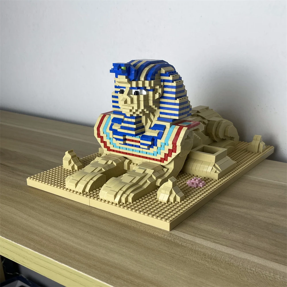 Toy for Children Pharaoh Sphinx Desert Monster Statue 3D Model DIY  Diamond Blocks Bricks Building World Architecture