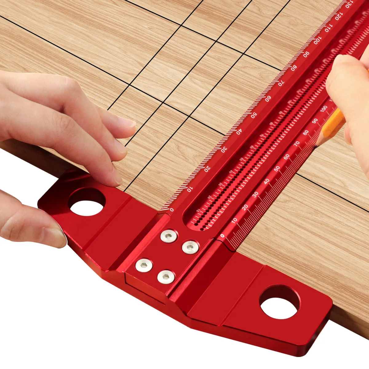 الدقة بمناسبة T-حاكم سبائك الألومنيوم النجارة الكاتب بمناسبة مقياس ديلوكس عبرت ثقب يخط حاكم أدوات قياس #3