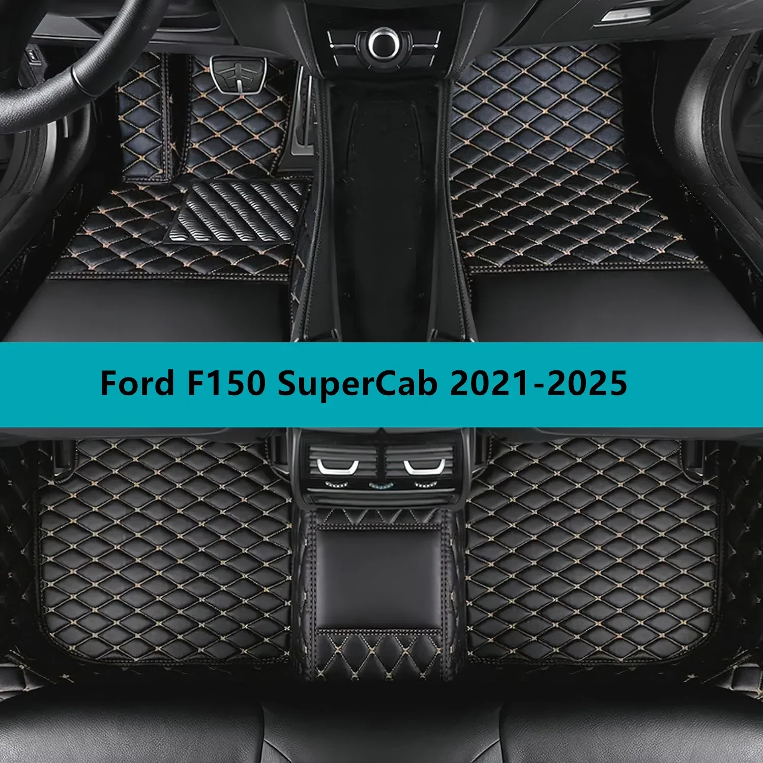 

Полный комплект автомобильных ковриков на заказ для Ford F150 SuperCab 2021-2025, кожаные коврики для автомобилей, коврики, ковры