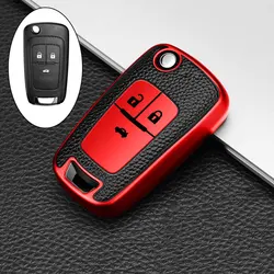 Coque de clé de voiture en cuir TPU pour Chevrolet, Cruze, Aveo, Camaro, Epica, Lova, Sail, Spark, Opel Astra, Corsa, 3/4 boutons