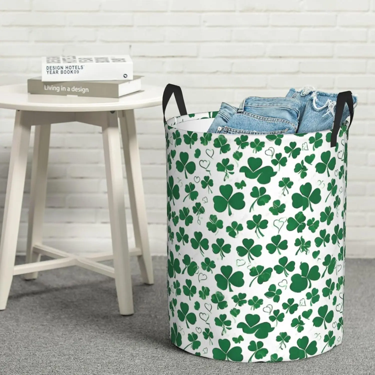 happy st patrick's day Collapsible Circular Laundry Hamper Waterproof Clothes Basket with Handles Foldable Storage for Bedroom