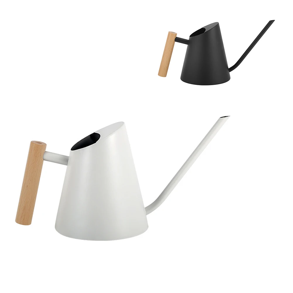 Rega de Aço Inoxidável com Bico Longo, Chaleira Pequena para Plantas de Interior, Cabo de Madeira, 900ml