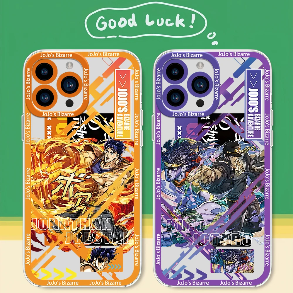 bilibili J-JoJos Bizarre Adventure Phone Case for iPhone 12 11 13 14 15 16 Max Pro Plus Transparent Bezel Cover