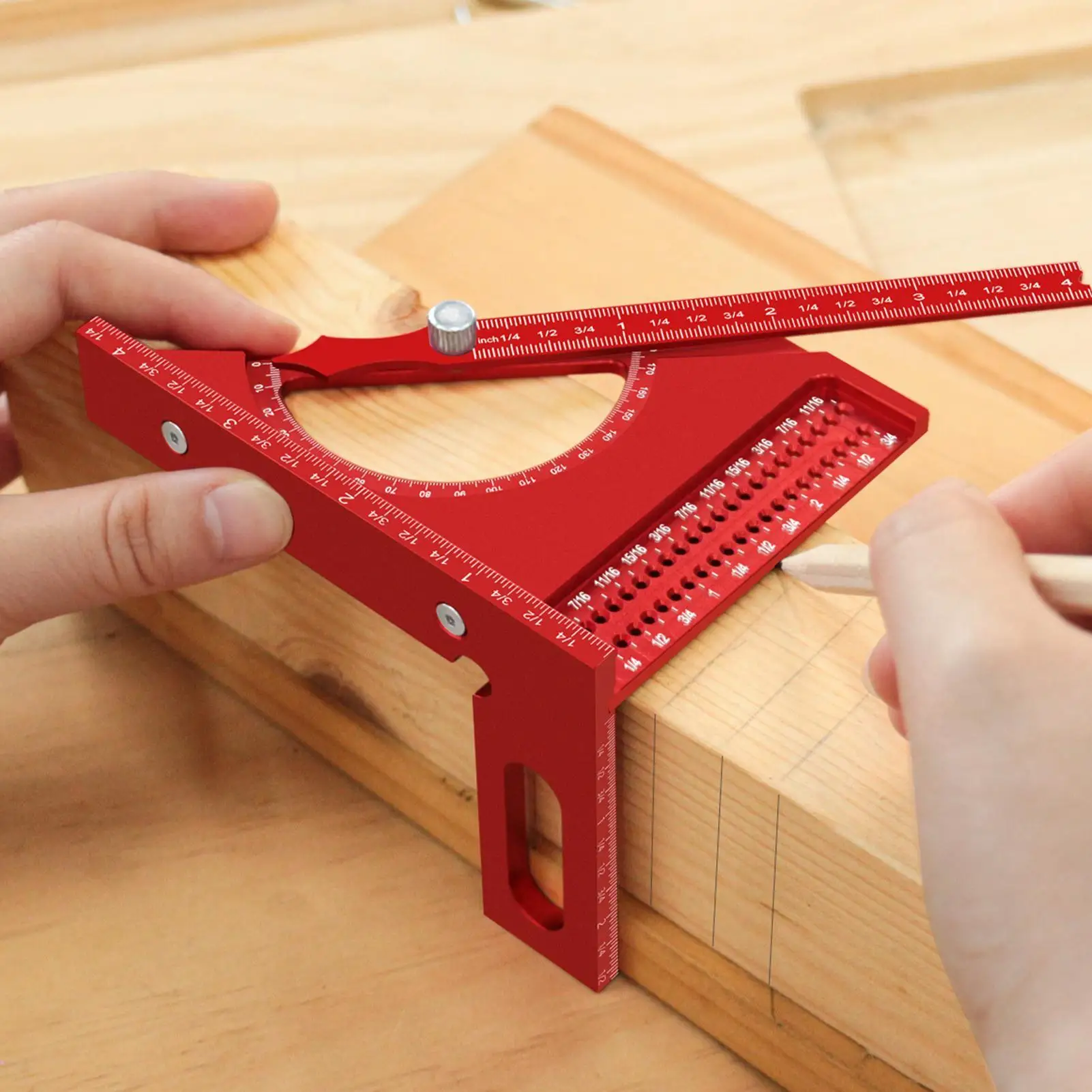 

3D Multi-angle Measuring Ruler Aluminum Alloy Triangle Ruler Protractor Rust-Proof Carpenter Protractor Non-slip Precision