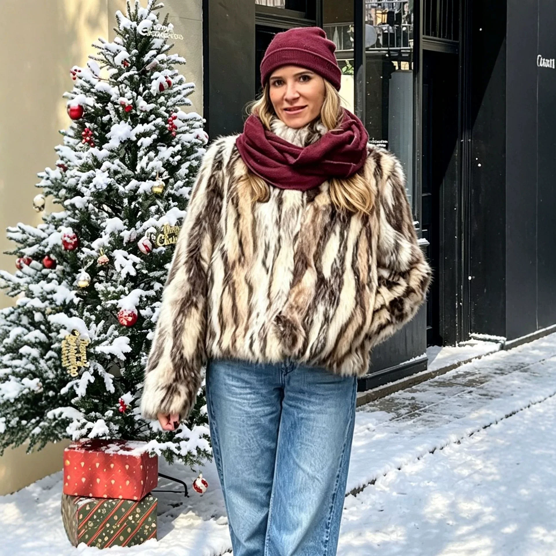 Women Coats Faux Fur Jackets Stand Collar Long Sleeve Coat Thick Warm Y2k Streetwear Mixed Elegant Work Casual Autumn Winter