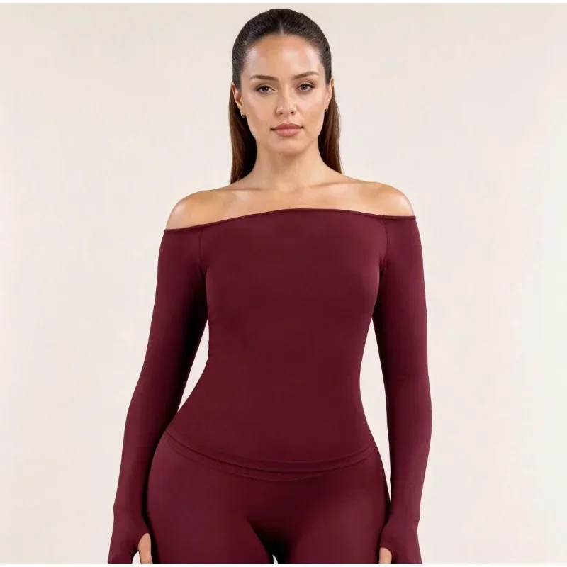 Camiseta de yoga de manga larga para mujer, con diseño sin tirantes, de secado rápido, ideal para actividades deportivas, uso casual al aire libre, para correr, hacer ejercicio físico y entrenamientos.