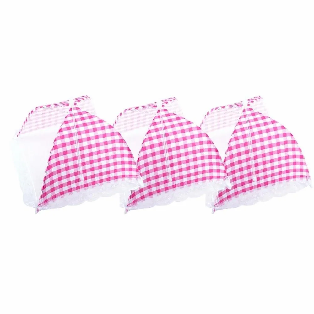 3pcs Metal, Mesh, Polyester Mesh Food Cover Pink, Coffee, Blue, Beige 12.5