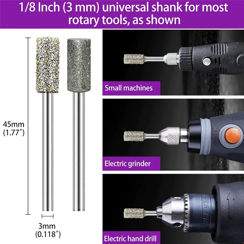T98C-Stone Carving Set Diamond Grinding Bit Compatible With For Dremel, 50Grit 24PCS Polishing Kit Diamond Bits
