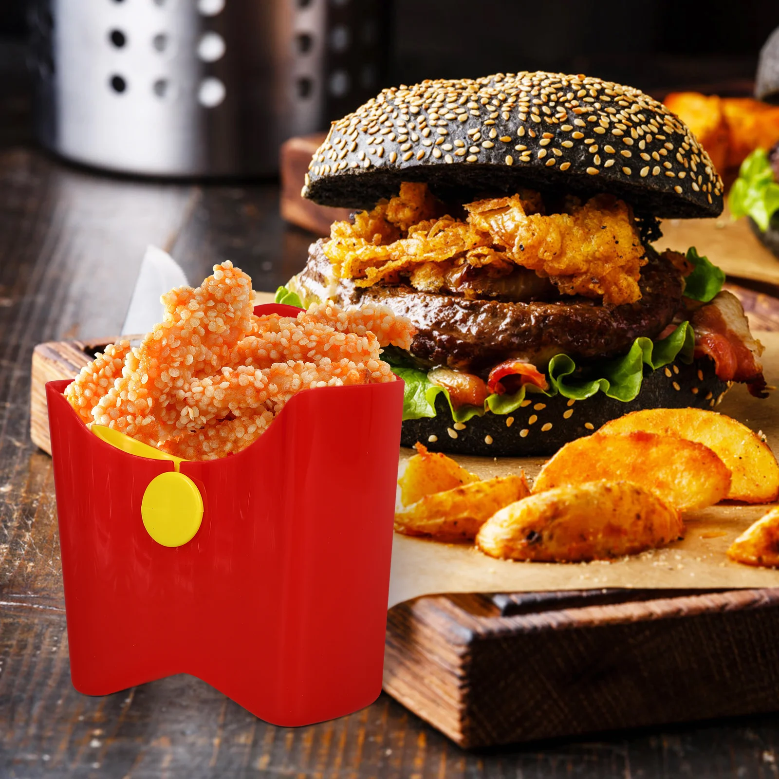 

Snack Storage Box Reusable French Fry Holder Portable Salad Cup 250ml Red Small Capacity Lightweight Plastic Travel Outdoor