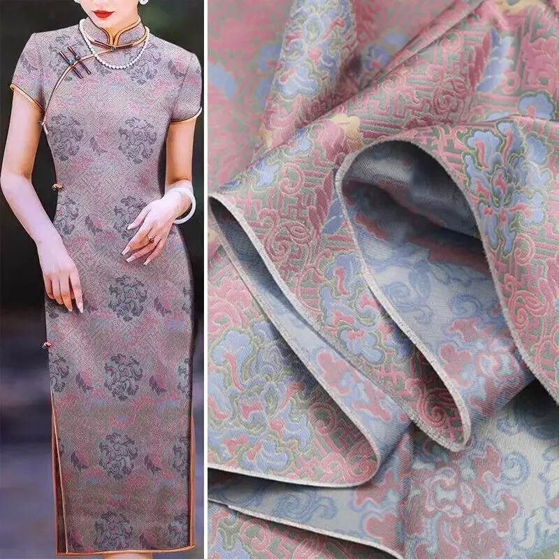 Vintage Chinese Satin Brocade Jacquard Fabric Hanfu Cheongsam Costume Dress Craft DIY Craft Supplies Silk Material New