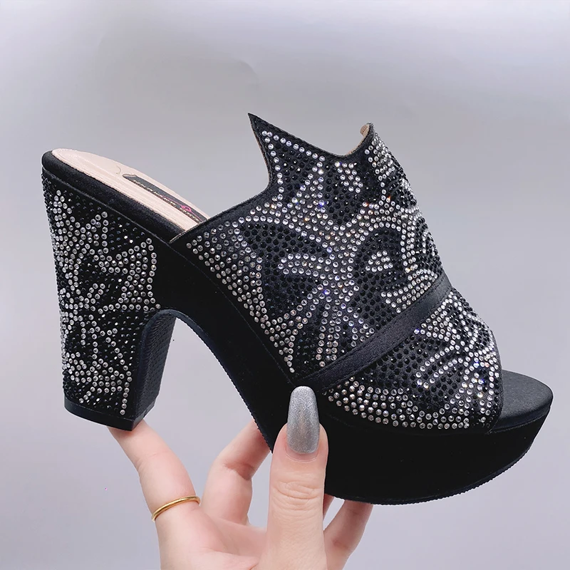 Fashionable Top Italian Designers 2023 Luxury And Elegant Round Toe  Bright Diamond Summer Party Women's Shoes With High Heels